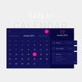 Modern web design blue calendar and planner.